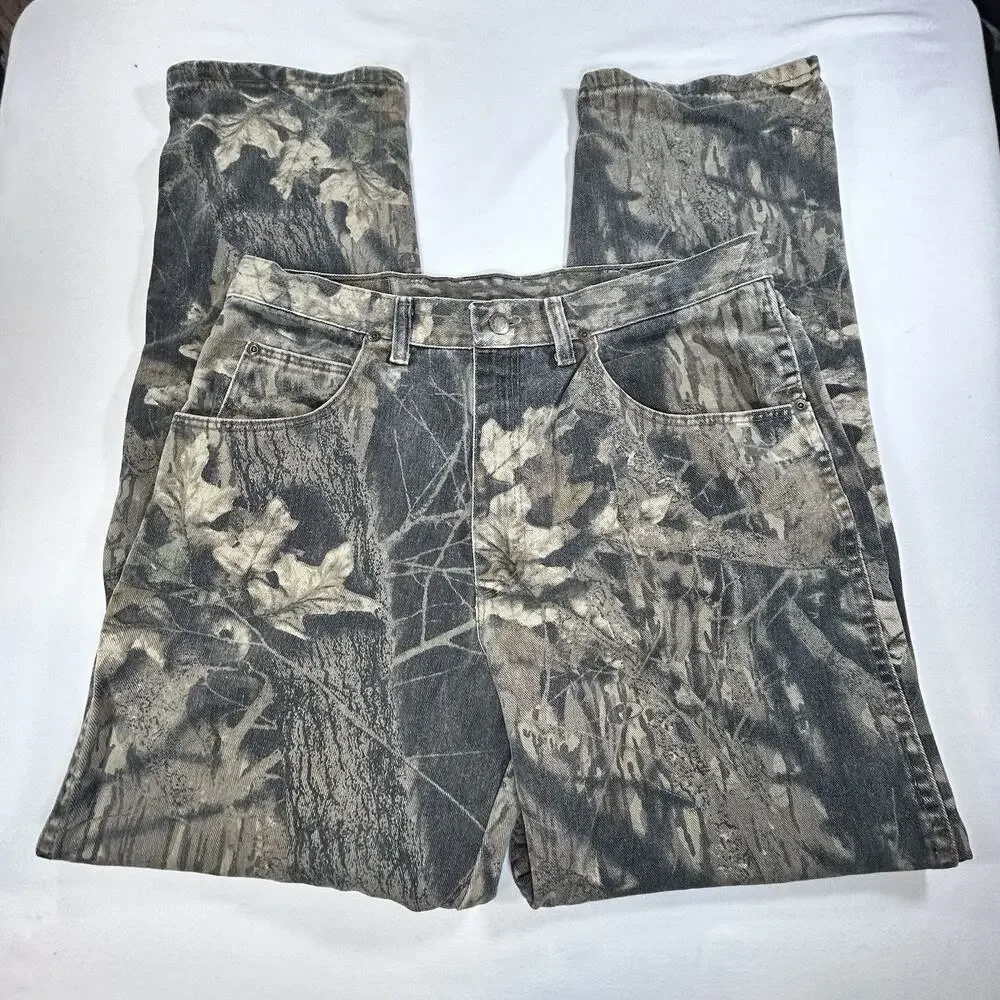 Vintage Wrangler Mossy Oak Camo Double Knee Pants Hunting Men's Size 34x32